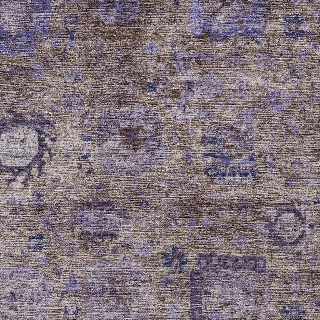 5' X 8' Brown And Plum Abstract Washable Indoor Outdoor Area Rug Homeroots Outdoor