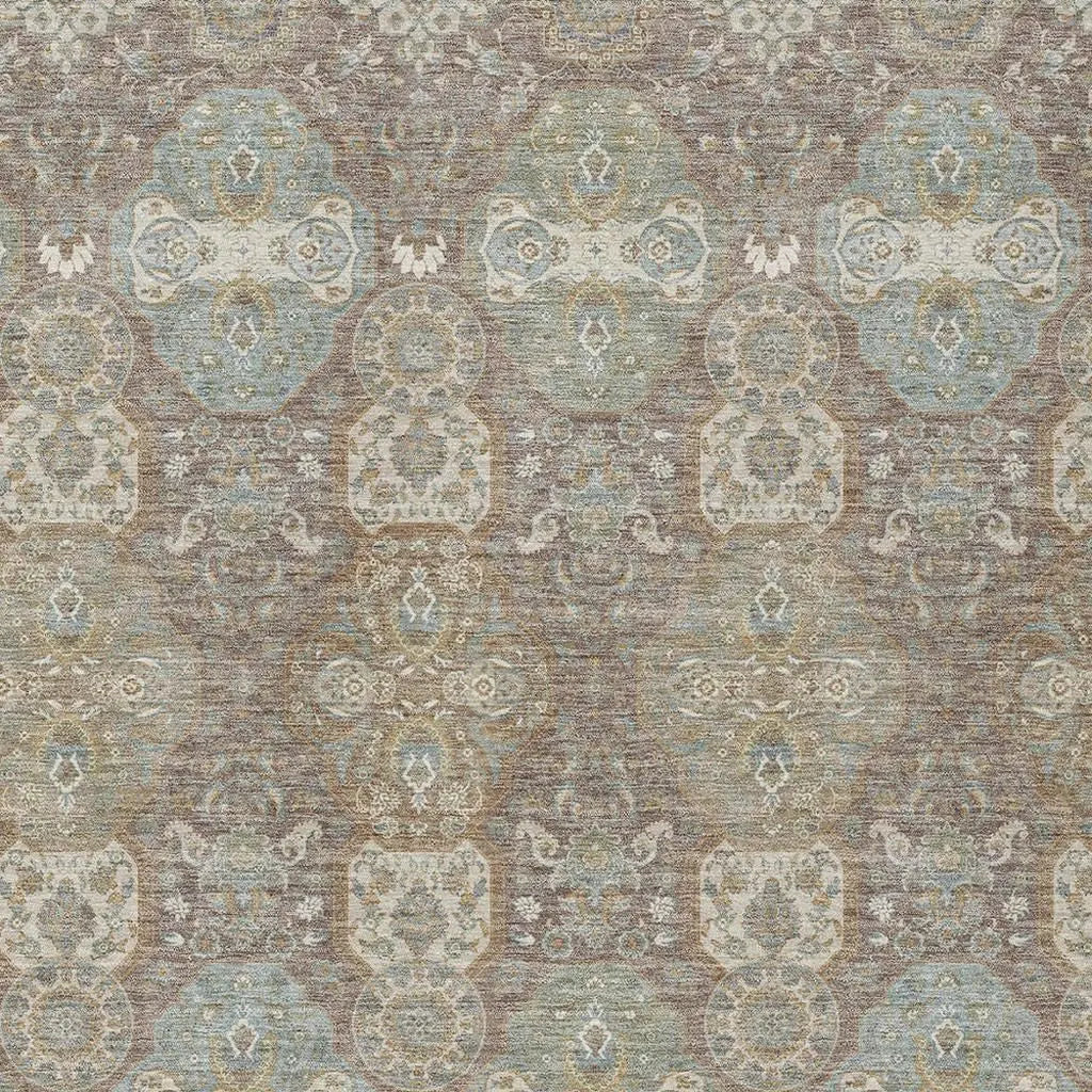 5' X 8' Brown And Sage Floral Washable Indoor Outdoor Area Rug Homeroots Outdoor