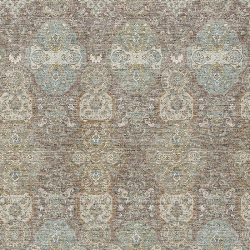 5' X 8' Brown And Sage Floral Washable Indoor Outdoor Area Rug Homeroots Outdoor