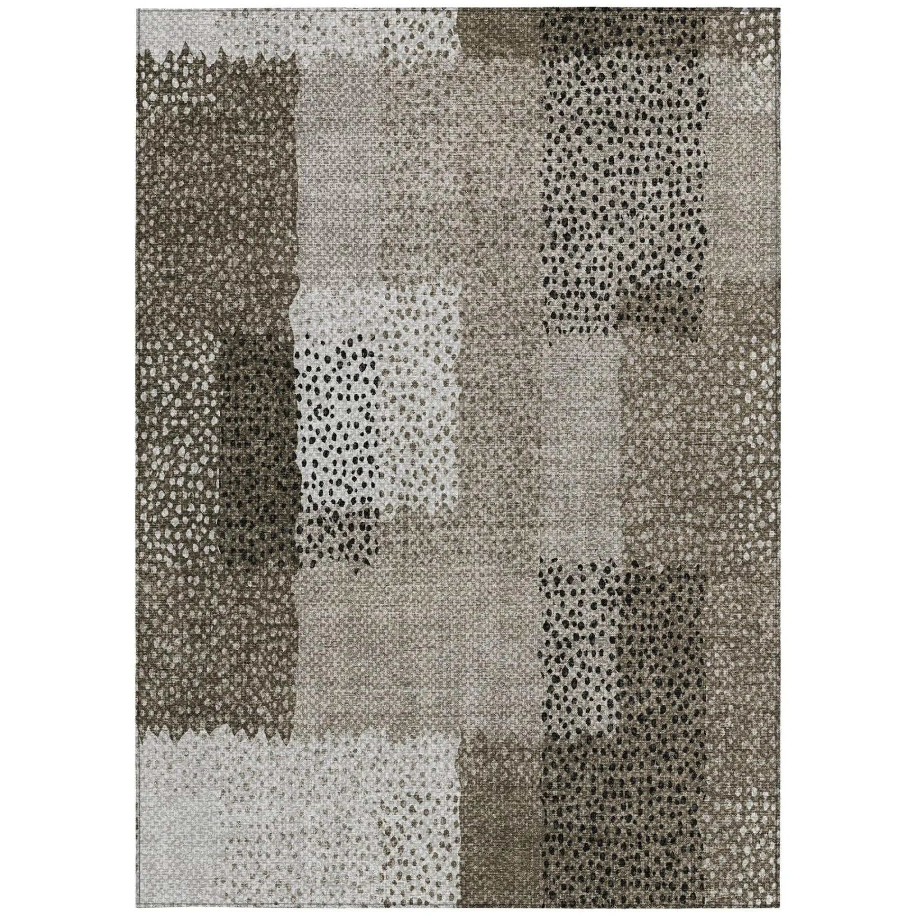 5' X 8' Brown And Silver Abstract Washable Indoor Outdoor Area Rug Homeroots Outdoor