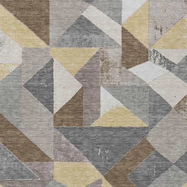 5' X 8' Brown And Silver Geometric Washable Indoor Outdoor Area Rug Homeroots Outdoor