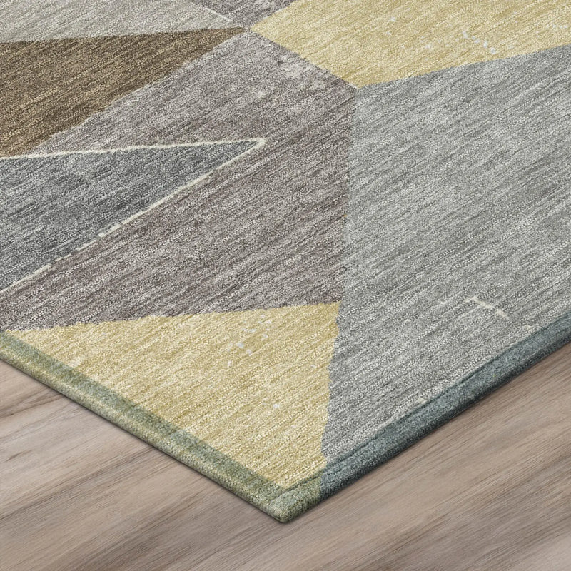 5' X 8' Brown And Silver Geometric Washable Indoor Outdoor Area Rug Homeroots Outdoor