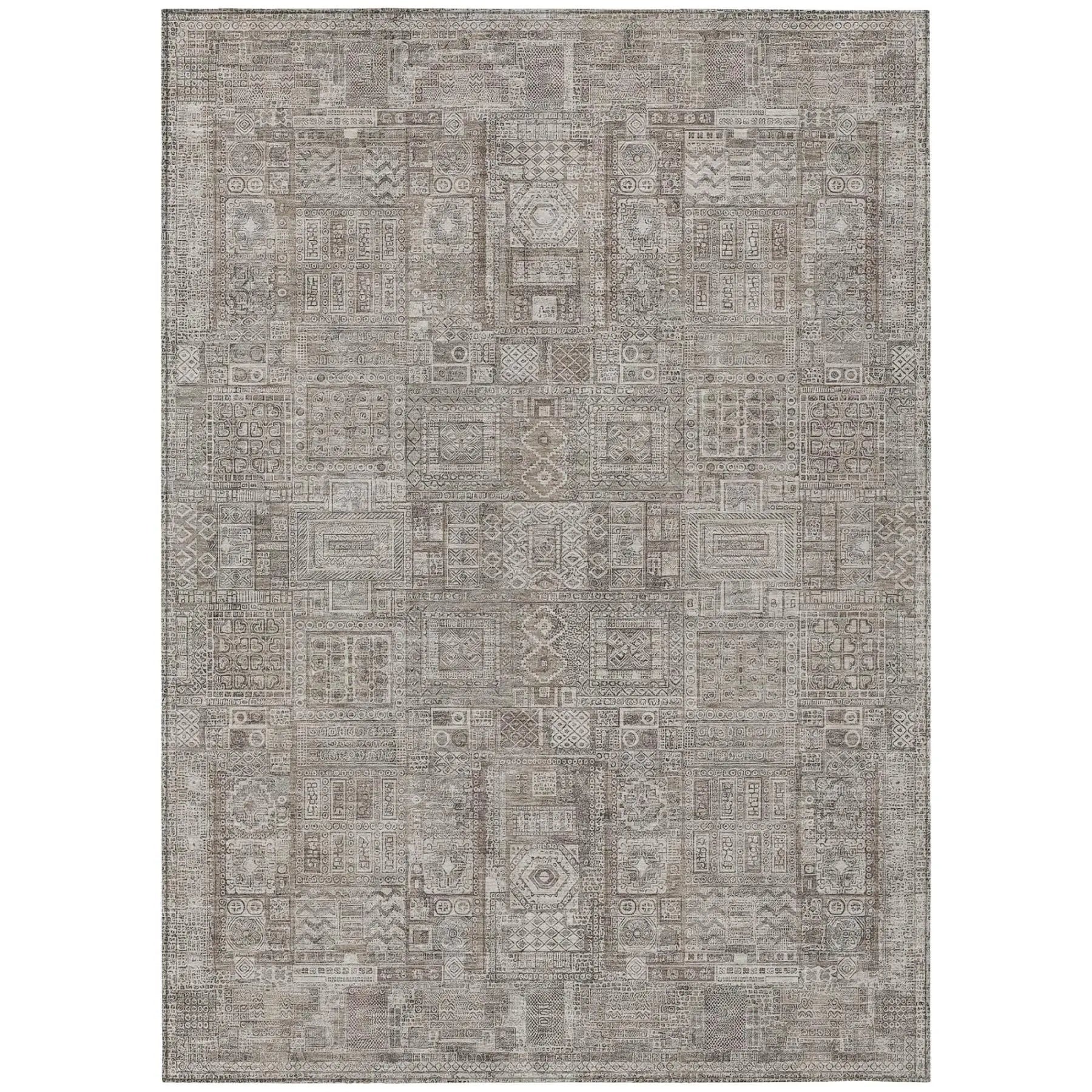 5' X 8' Brown And Silver Oriental Washable Indoor Outdoor Area Rug Homeroots Outdoor
