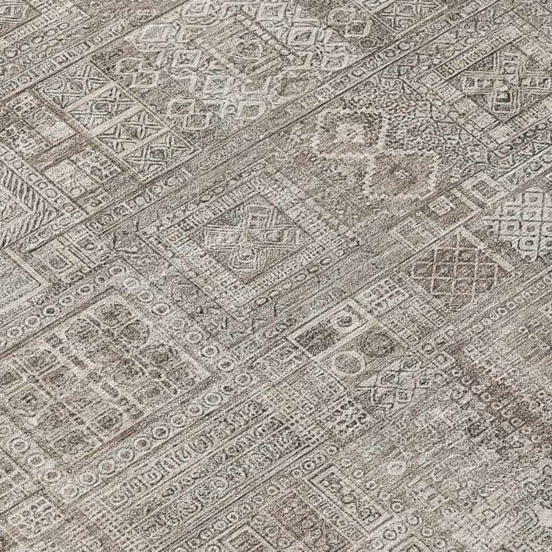 5' X 8' Brown And Silver Oriental Washable Indoor Outdoor Area Rug Homeroots Outdoor
