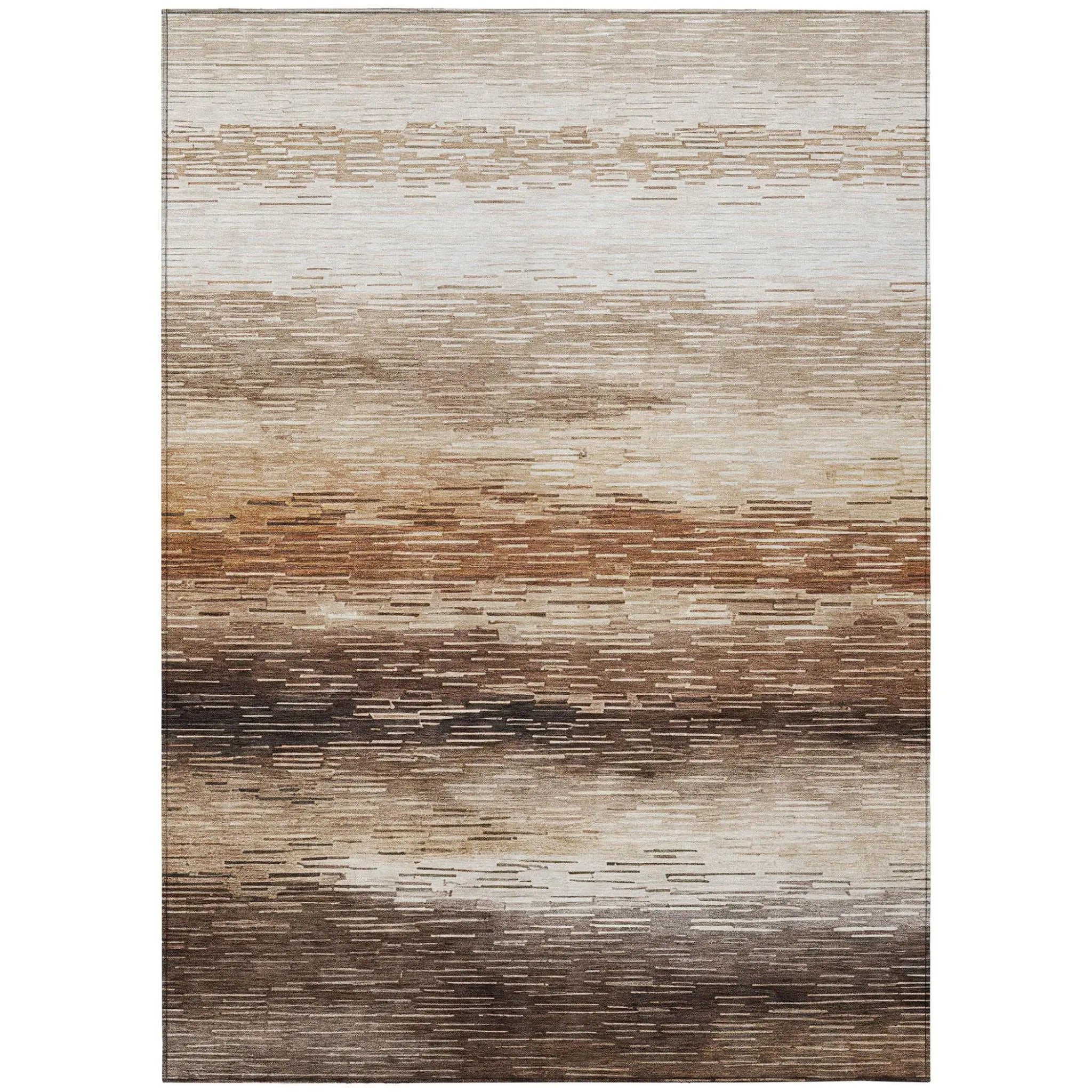 5' X 8' Brown And Silver Striped Washable Indoor Outdoor Area Rug Homeroots Outdoor