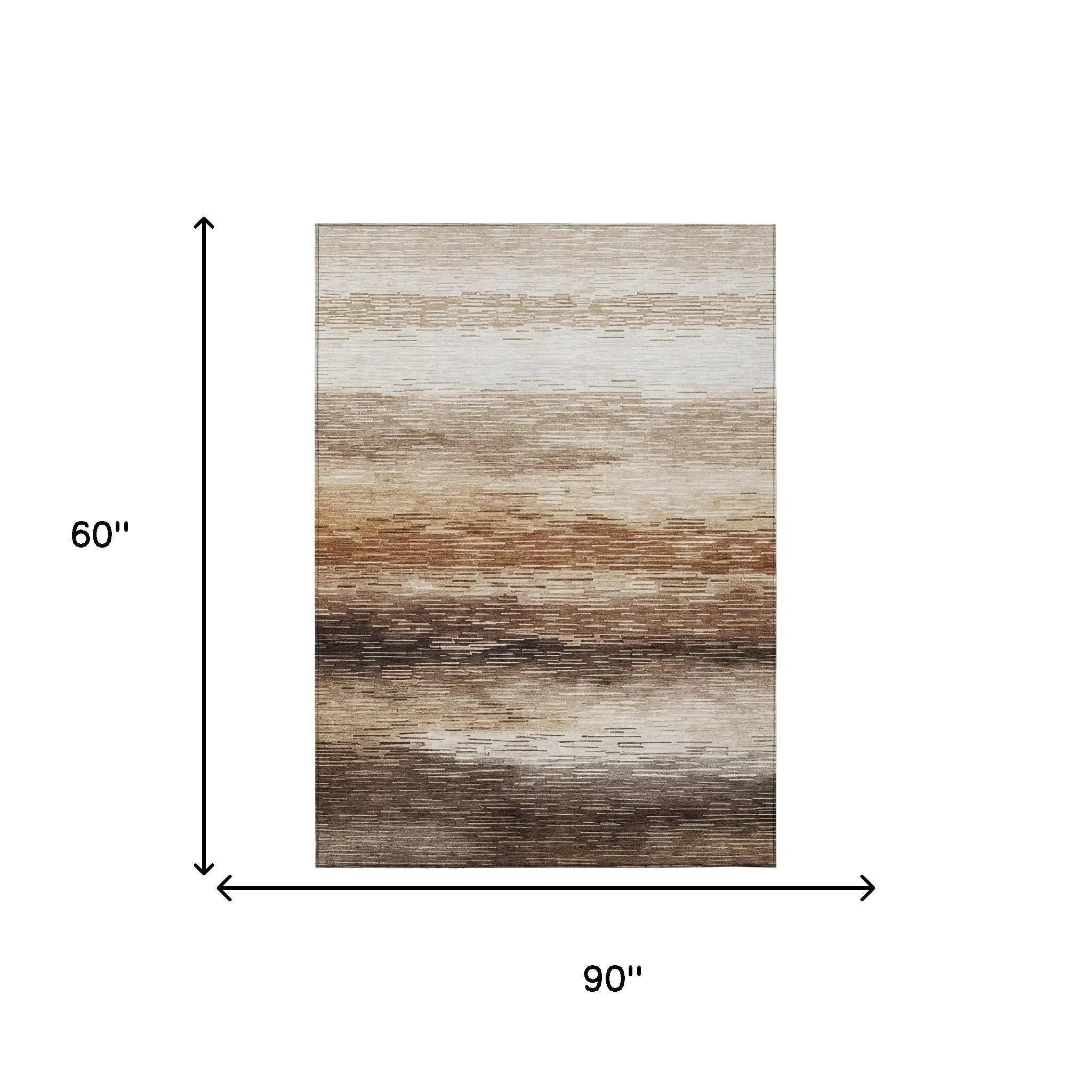 5' X 8' Brown And Silver Striped Washable Indoor Outdoor Area Rug Homeroots Outdoor