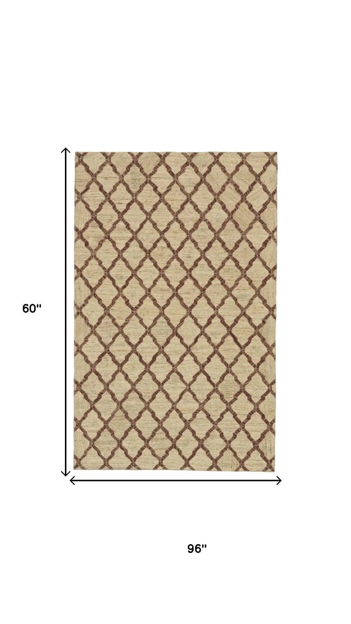5' X 8' Brown And Tan Jute Floral Hand Woven Area Rug Homeroots Home Decor