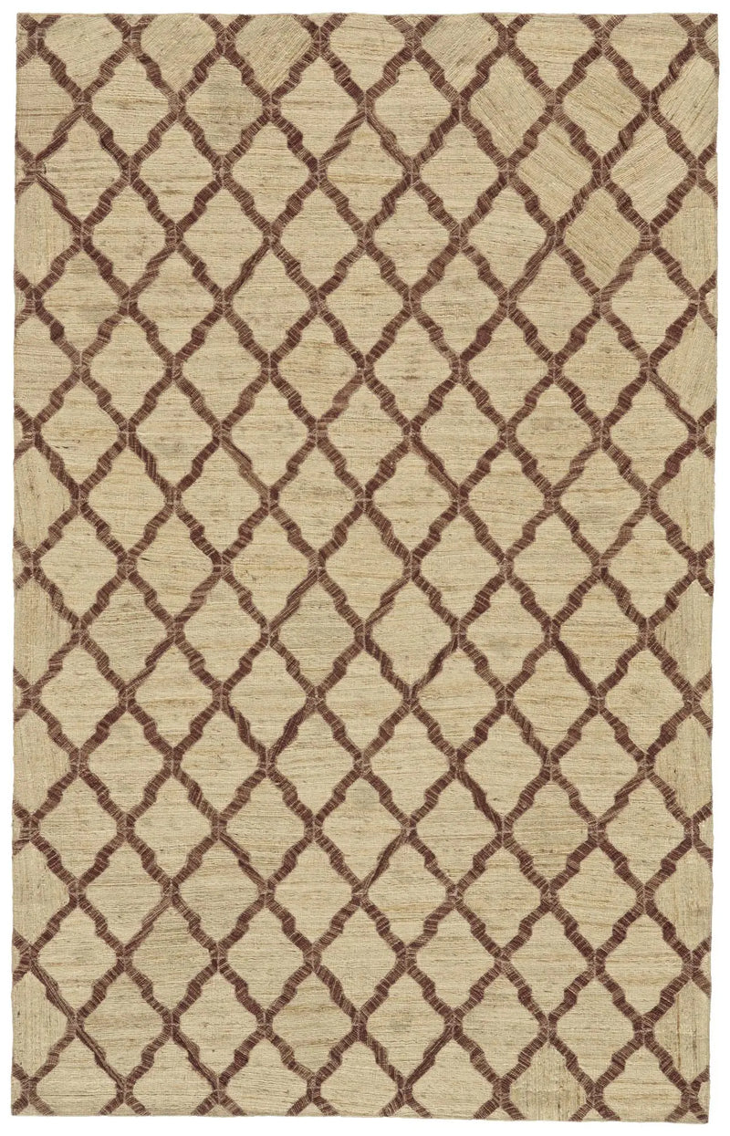 5' X 8' Brown And Tan Jute Floral Hand Woven Area Rug Homeroots Home Decor