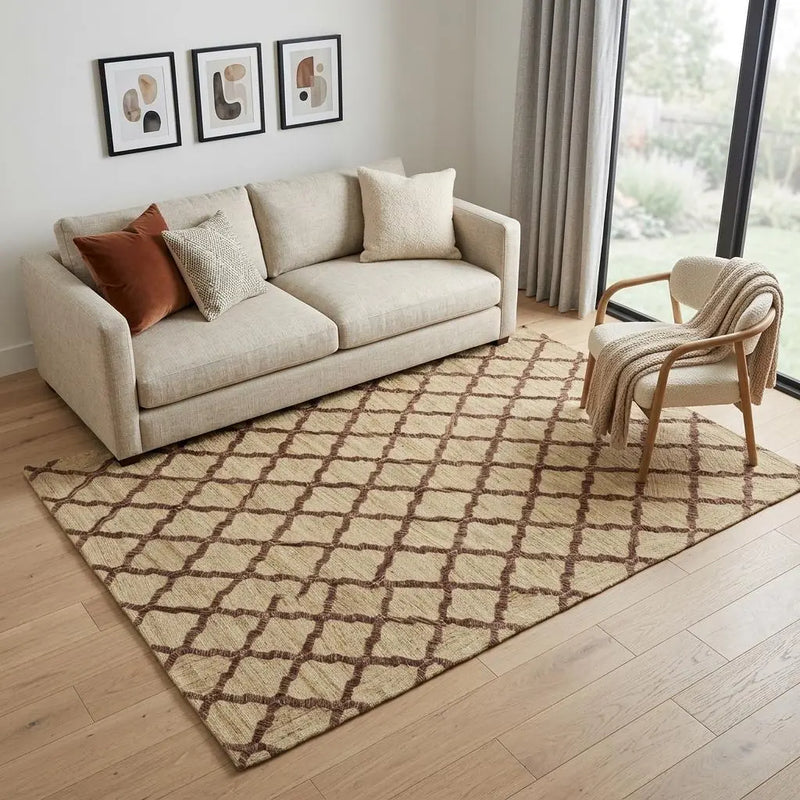 5' X 8' Brown And Tan Jute Floral Hand Woven Area Rug Homeroots Home Decor