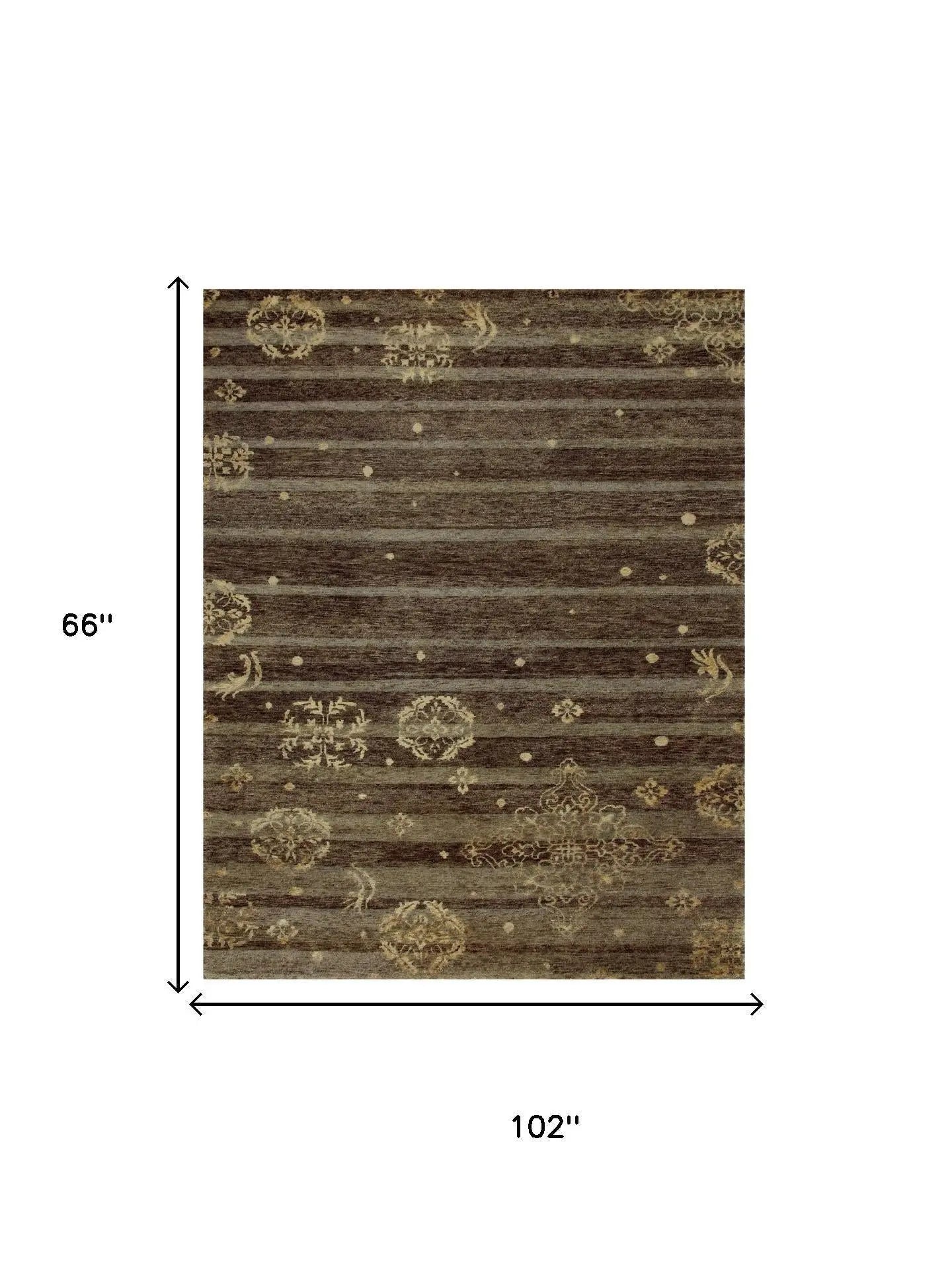 5' X 8' Brown And Tan Striped Hand Knotted Area Rug Homeroots Home Decor