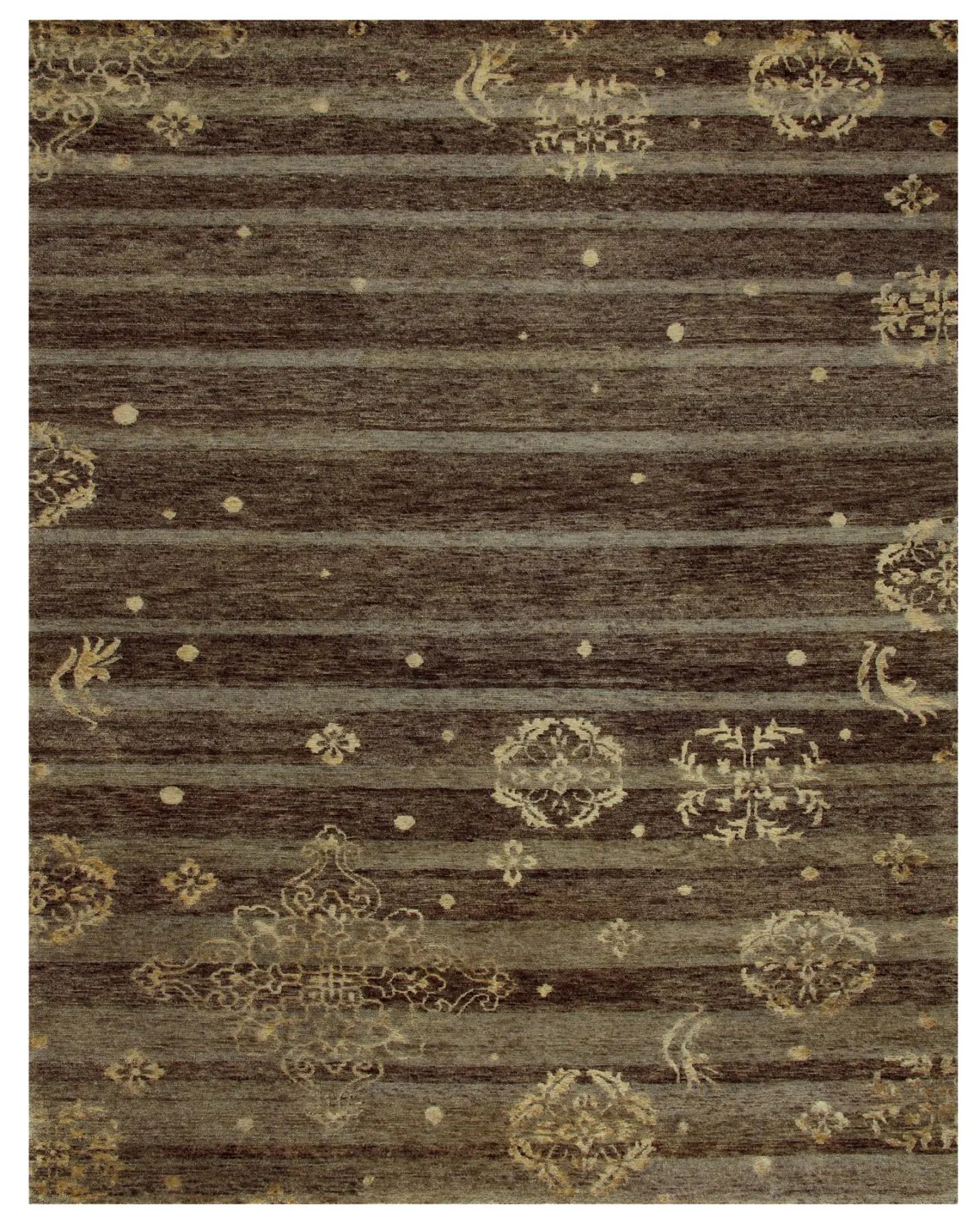 5' X 8' Brown And Tan Striped Hand Knotted Area Rug Homeroots Home Decor