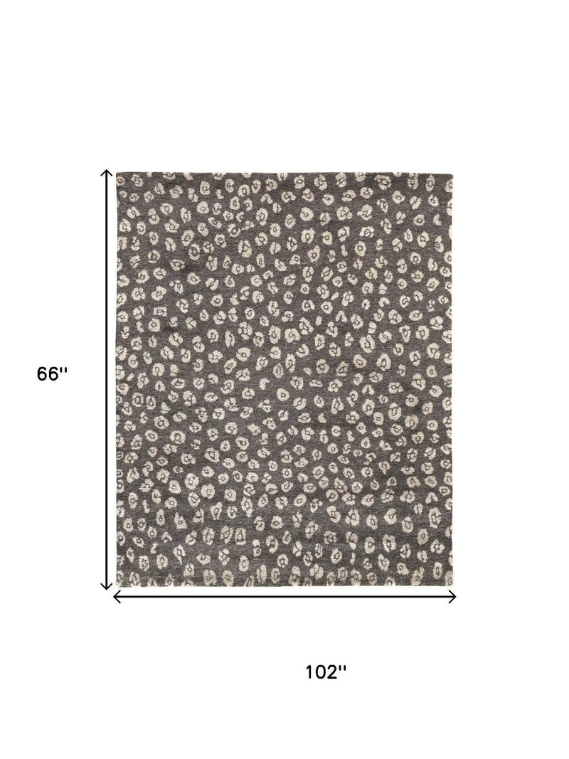 5' X 8' Brown And Tan Wool Animal Print Hand Knotted Area Rug Homeroots Home Decor