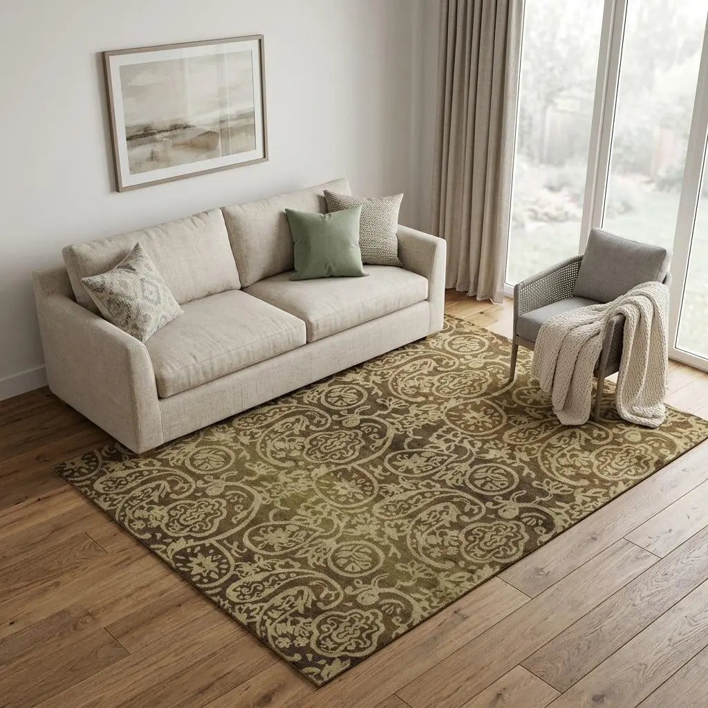 5' X 8' Brown And Tan Wool Paisley Hand Knotted Area Rug Homeroots Home Decor