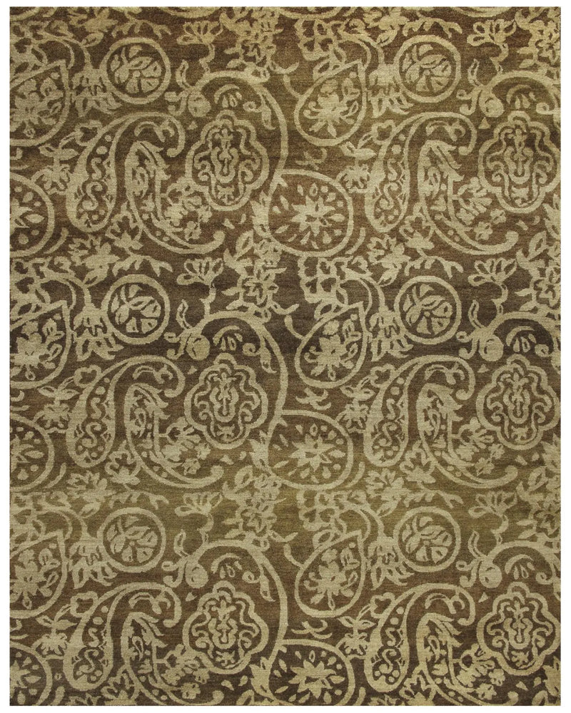 5' X 8' Brown And Tan Wool Paisley Hand Knotted Area Rug Homeroots Home Decor