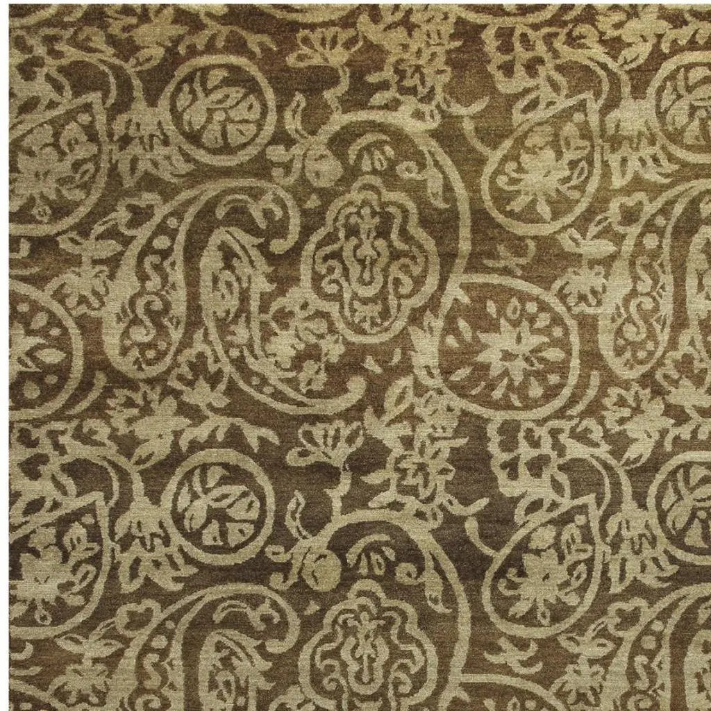 5' X 8' Brown And Tan Wool Paisley Hand Knotted Area Rug Homeroots Home Decor