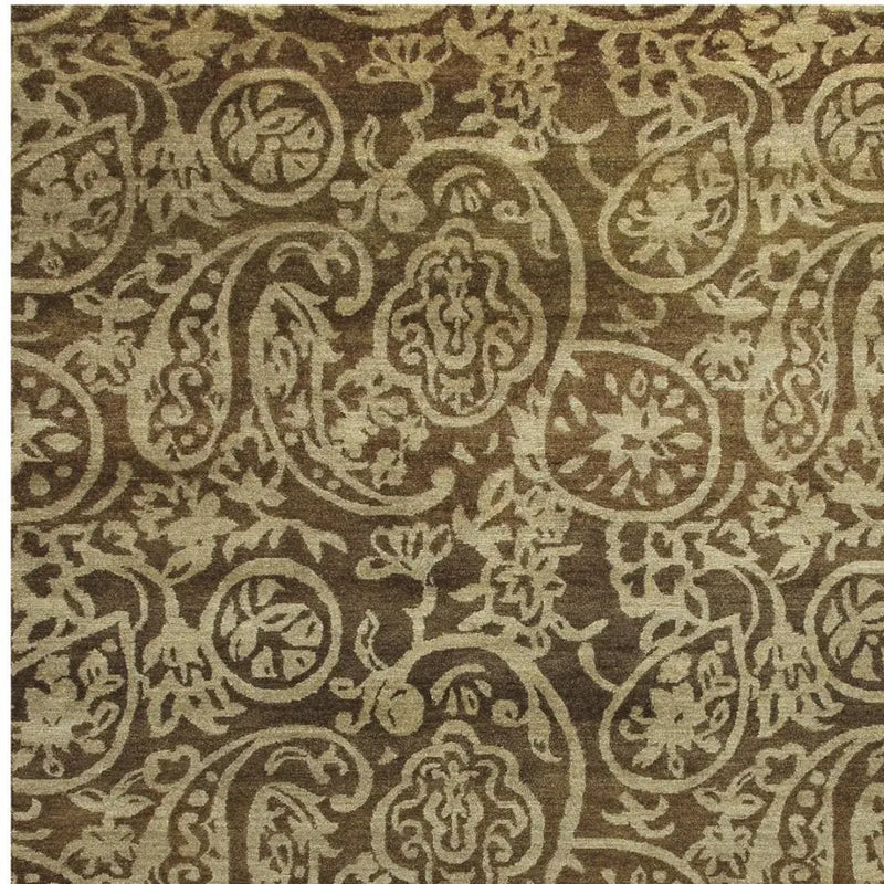 5' X 8' Brown And Tan Wool Paisley Hand Knotted Area Rug Homeroots Home Decor