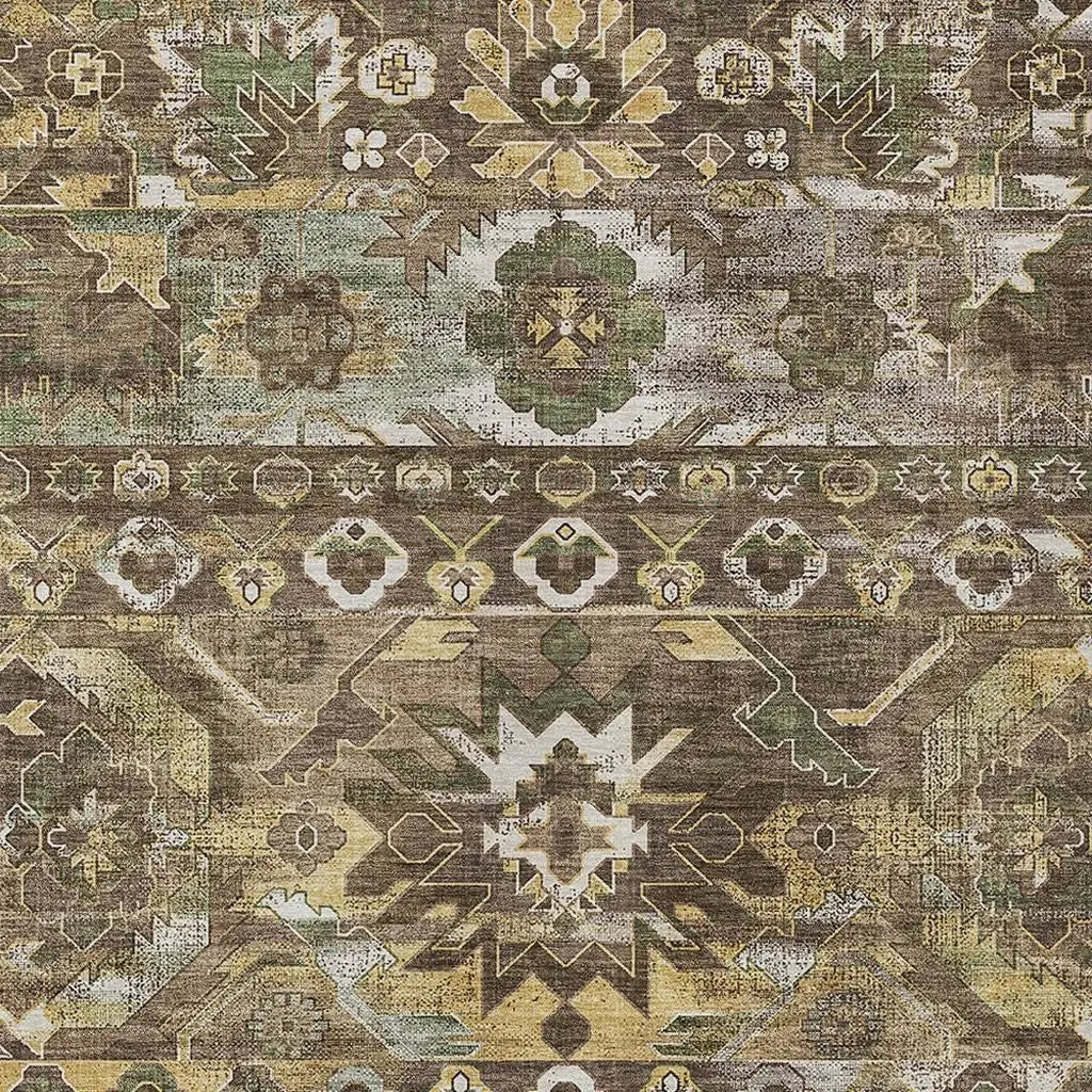 5' X 8' Brown And Taupe Cactus Washable Indoor Outdoor Area Rug Homeroots Outdoor