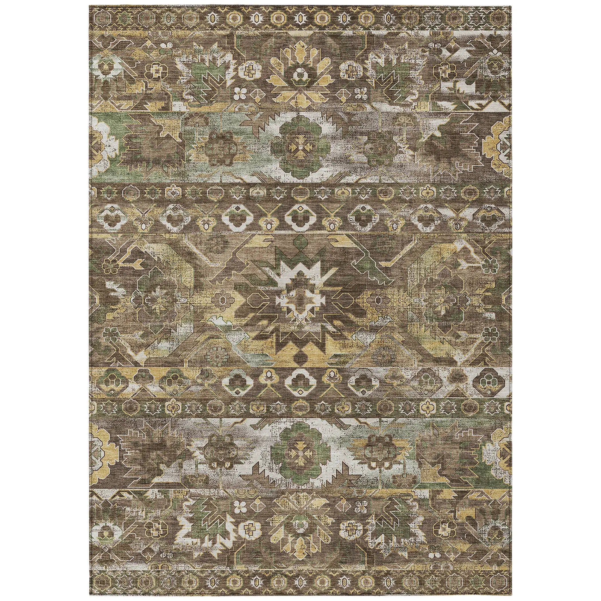 5' X 8' Brown And Taupe Cactus Washable Indoor Outdoor Area Rug Homeroots Outdoor