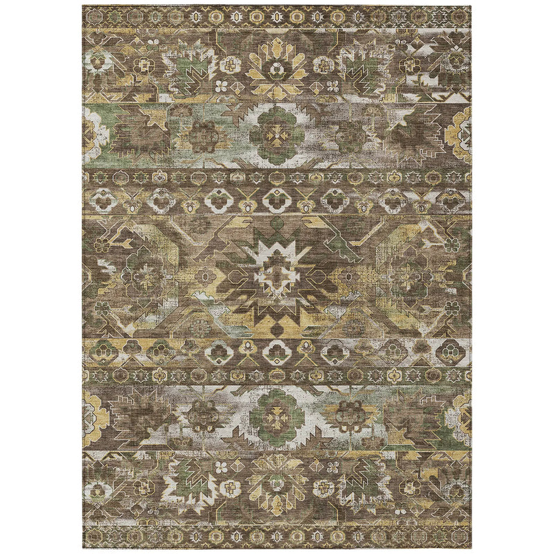 5' X 8' Brown And Taupe Cactus Washable Indoor Outdoor Area Rug Homeroots Outdoor