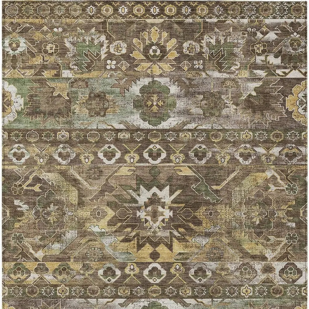 5' X 8' Brown And Taupe Cactus Washable Indoor Outdoor Area Rug Homeroots Outdoor
