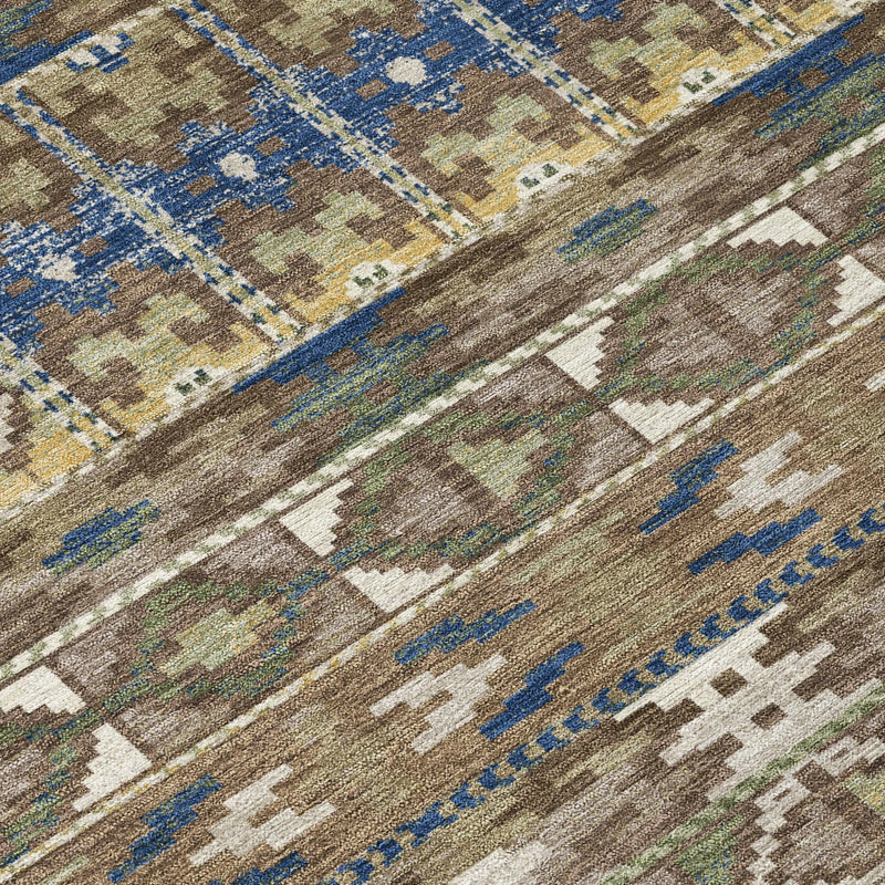 5' X 8' Brown And Taupe Geometric Washable Indoor Outdoor Area Rug Homeroots Outdoor