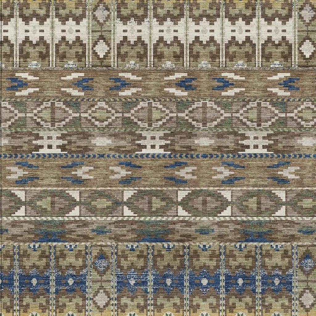 5' X 8' Brown And Taupe Geometric Washable Indoor Outdoor Area Rug Homeroots Outdoor