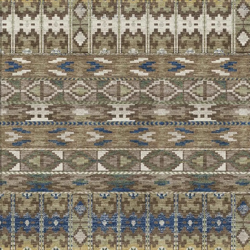 5' X 8' Brown And Taupe Geometric Washable Indoor Outdoor Area Rug Homeroots Outdoor