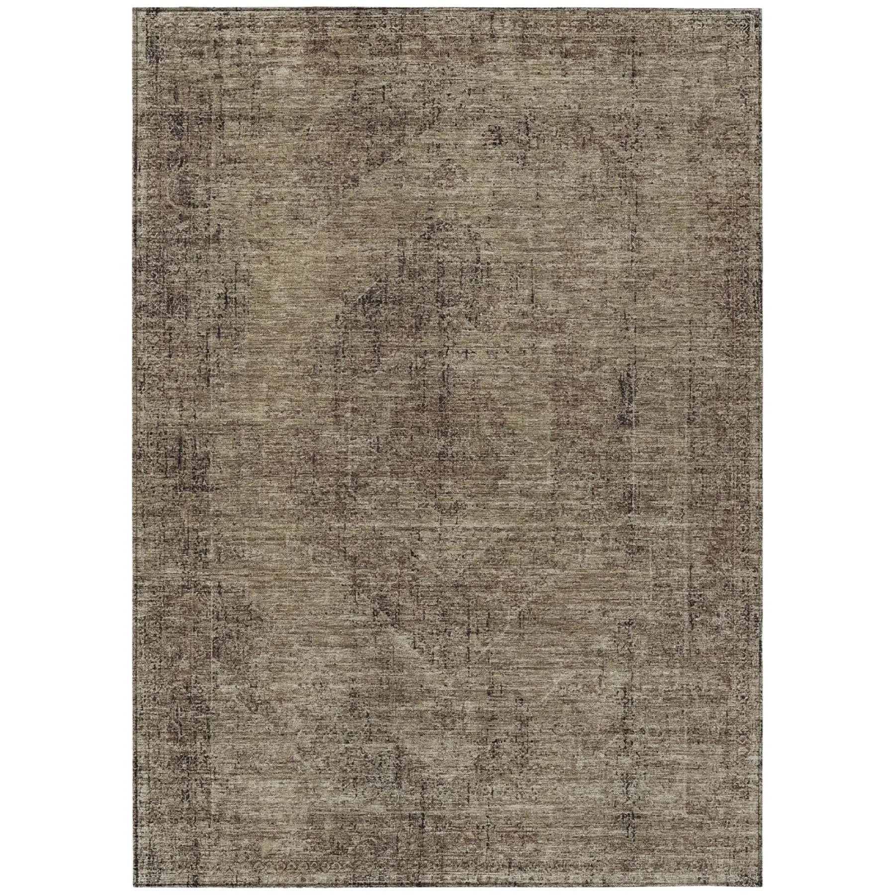 5' X 8' Brown And Taupe Oriental Washable Indoor Outdoor Area Rug Homeroots Outdoor