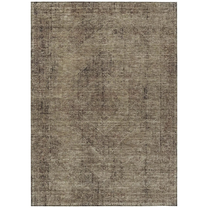 5' X 8' Brown And Taupe Oriental Washable Indoor Outdoor Area Rug Homeroots Outdoor