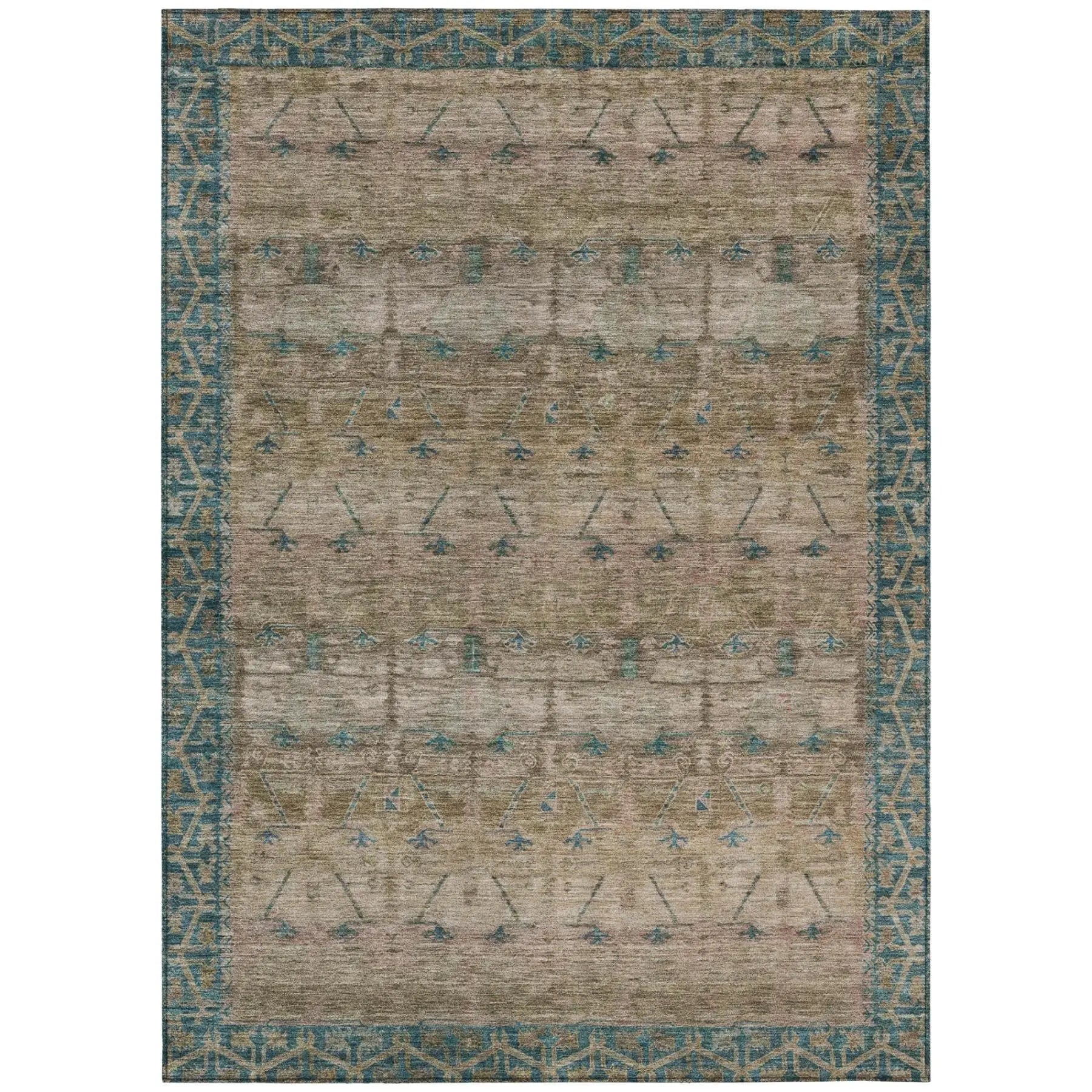 5' X 8' Brown And Taupe Tribal Washable Indoor Outdoor Area Rug Homeroots Outdoor