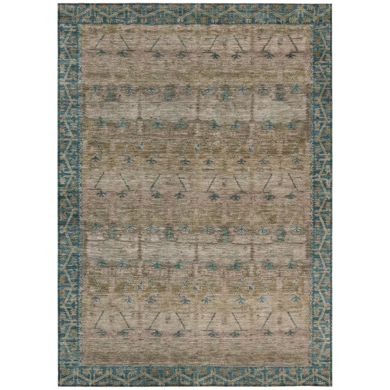 5' X 8' Brown And Taupe Tribal Washable Indoor Outdoor Area Rug Homeroots Outdoor