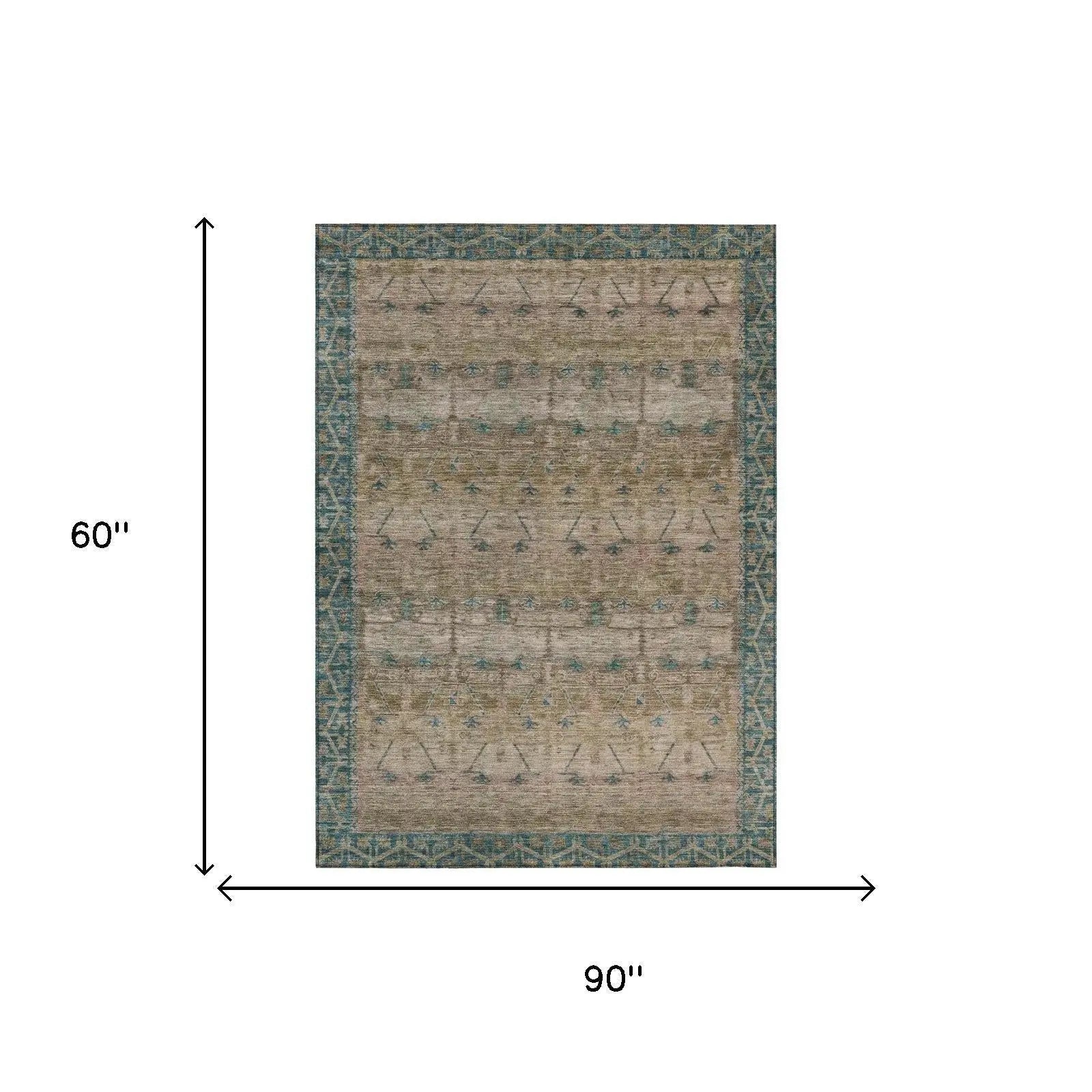 5' X 8' Brown And Taupe Tribal Washable Indoor Outdoor Area Rug Homeroots Outdoor