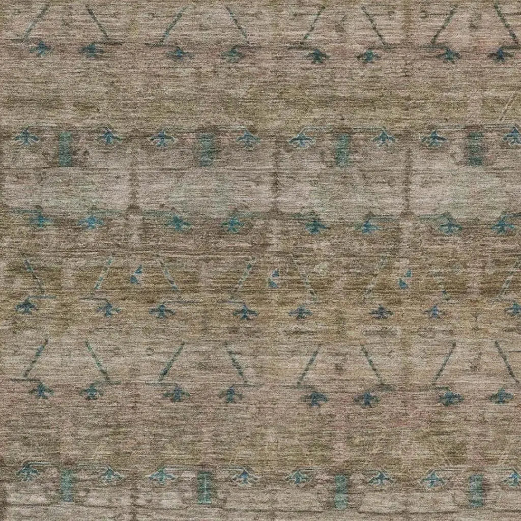 5' X 8' Brown And Taupe Tribal Washable Indoor Outdoor Area Rug Homeroots Outdoor
