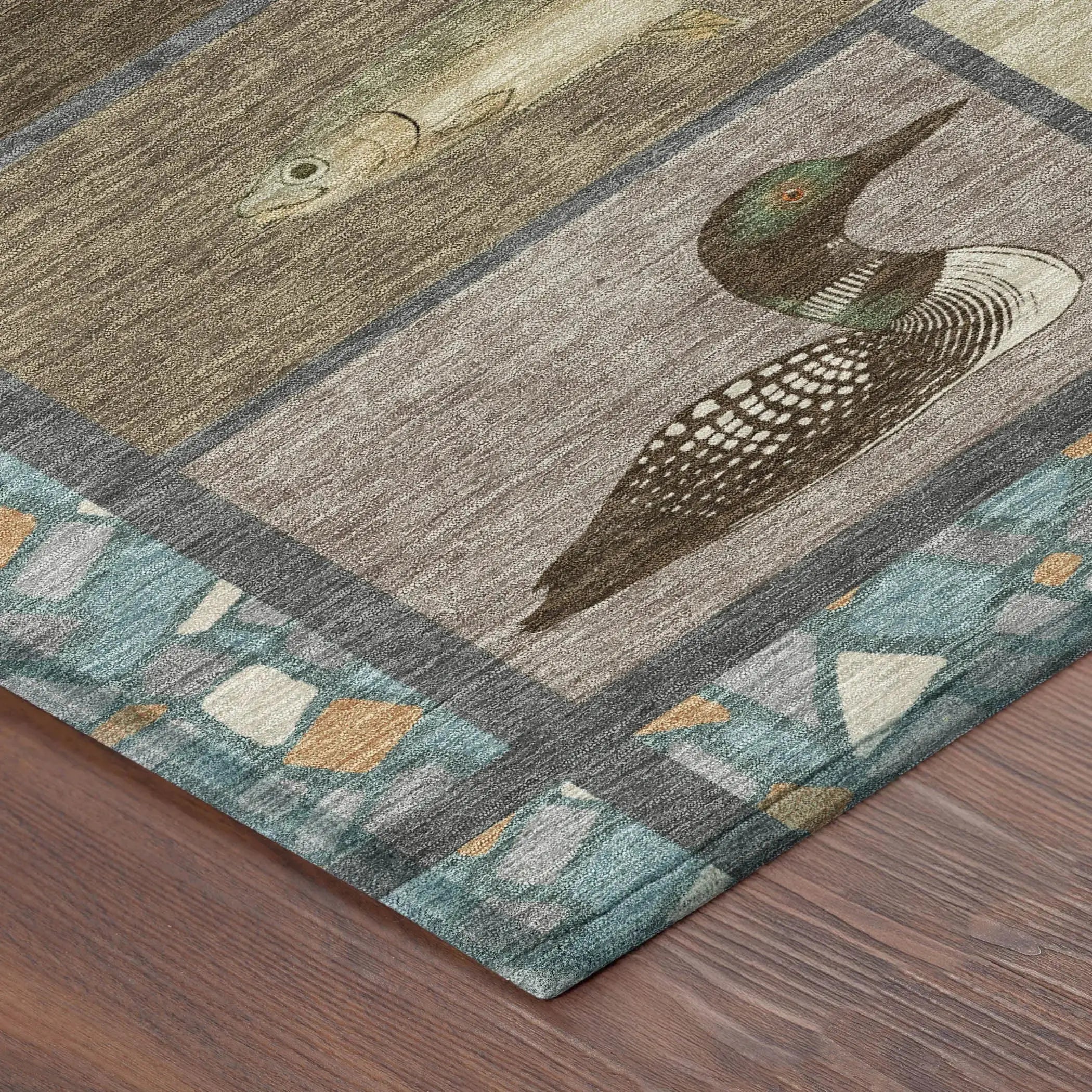 5' X 8' Brown And Teal Blue Floral Medallion Washable Indoor Outdoor Area Rug Homeroots Outdoor