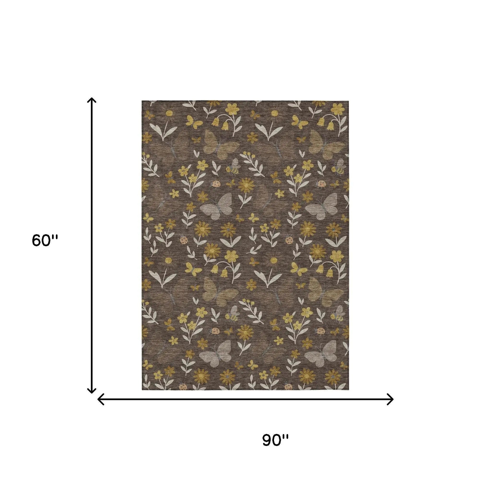 5' X 8' Brown And Walnut Abstract Washable Indoor Outdoor Area Rug Homeroots Outdoor
