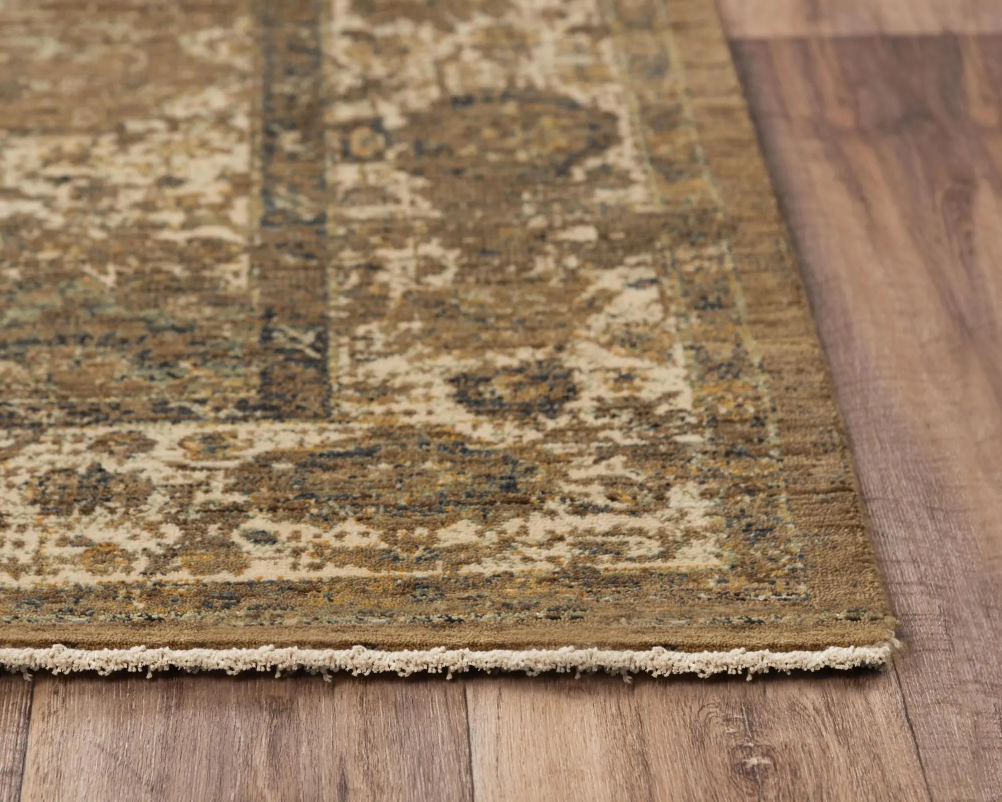 5' X 8' Brown Beige Ivory And Green Wool Oriental Hand Carved Handmade Area Rug Homeroots Home Decor