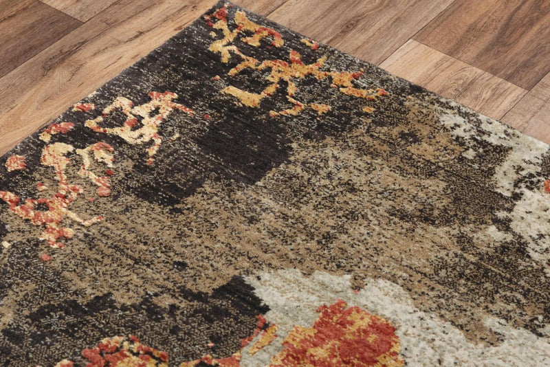 5' X 8' Brown Copper And Beige New Zealand Lambs Wool Abstract Hand Carved Handmade Area Rug Homeroots Home Decor