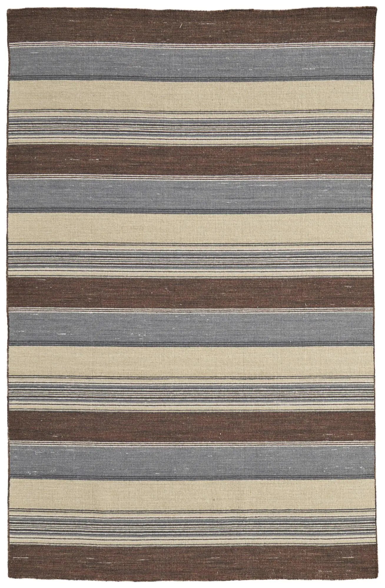 5' X 8' Brown Gray And Yellow Wool Striped Hand Knotted Area Rug Homeroots Home Decor