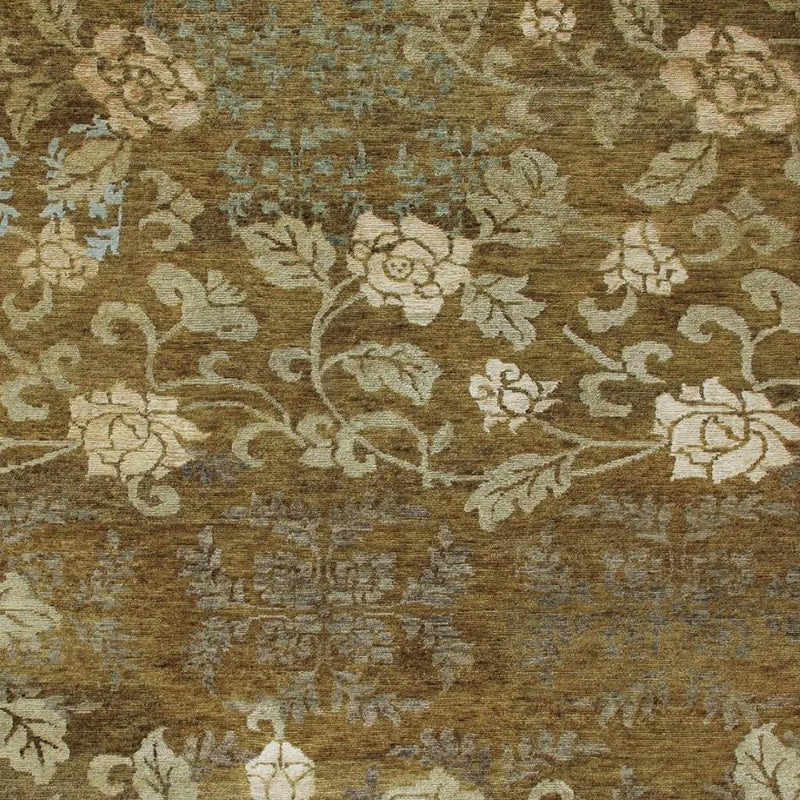 5' X 8' Brown Green And Blue Floral Hand Knotted Area Rug Homeroots Home Decor