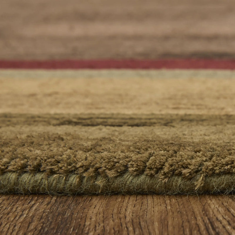 5' X 8' Brown Green And Red Striped Hand Knotted Area Rug Homeroots Home Decor