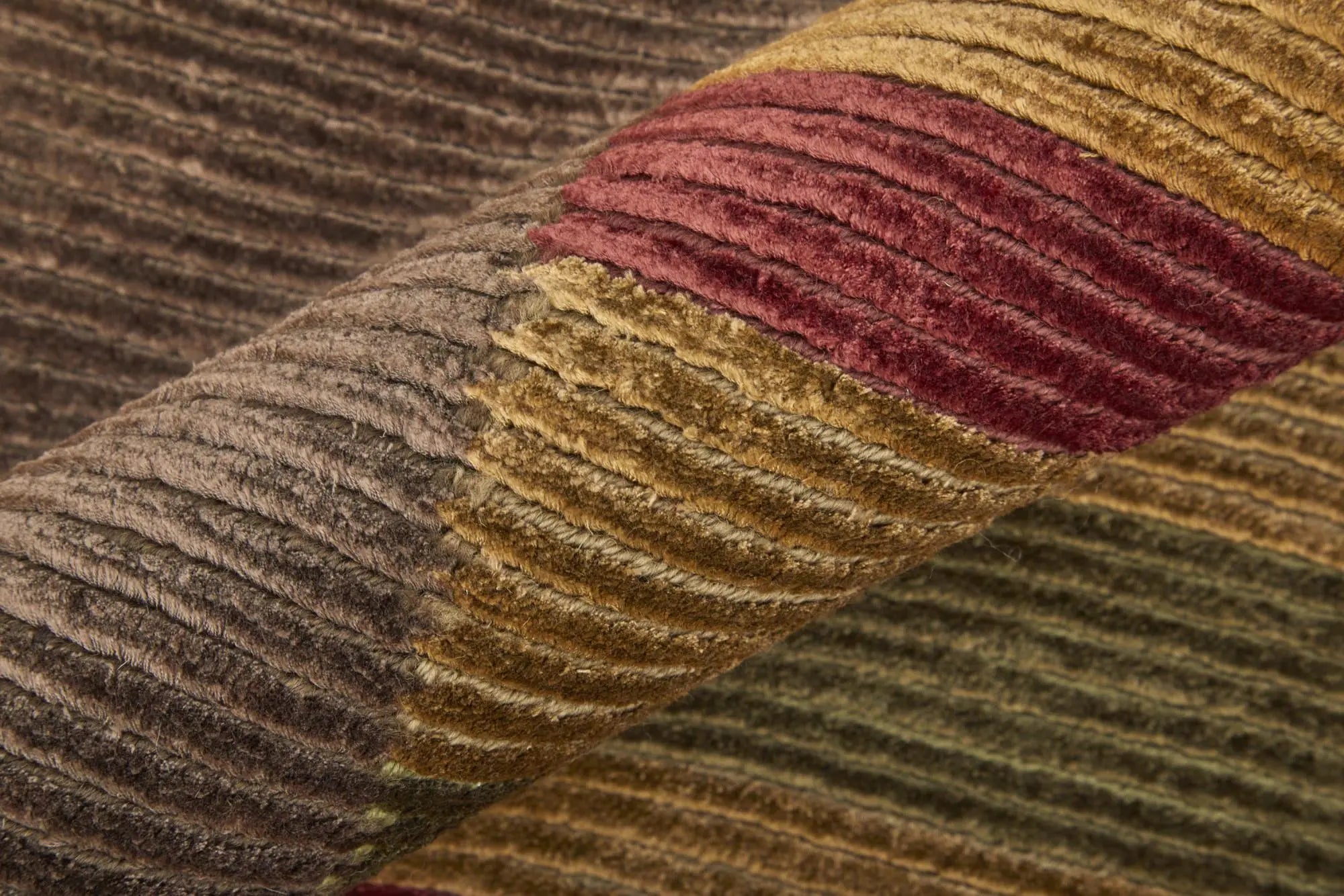 5' X 8' Brown Green And Red Striped Hand Knotted Area Rug Homeroots Home Decor