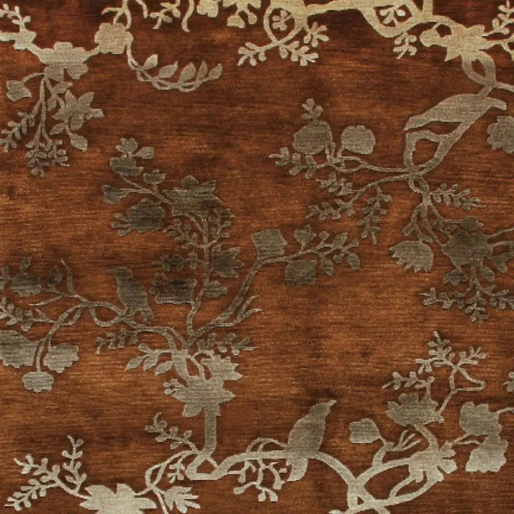 5' X 8' Brown Orange And Silver Wool Floral Hand Knotted Area Rug Homeroots Home Decor