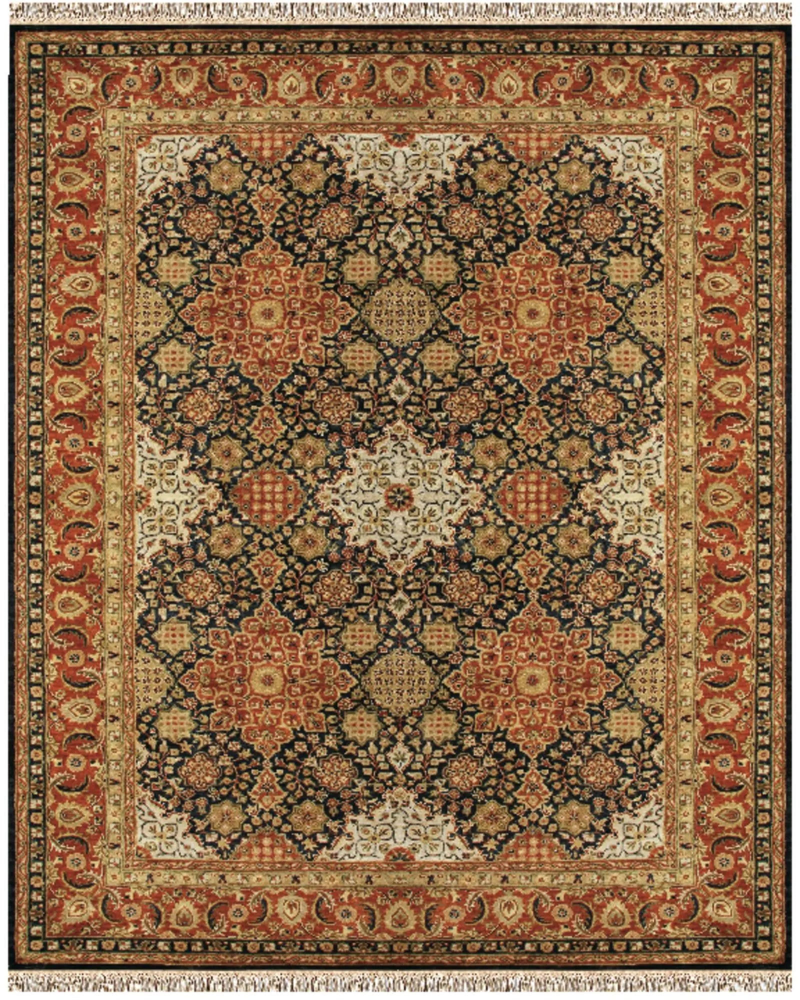 5' X 8' Brown Red And Black Wool Oriental Hand Tufted Area Rug With Fringe Homeroots Home Decor