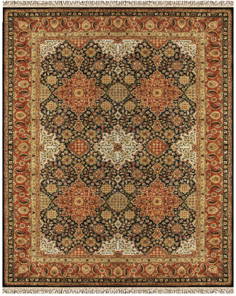 5' X 8' Brown Red And Black Wool Oriental Hand Tufted Area Rug With Fringe Homeroots Home Decor