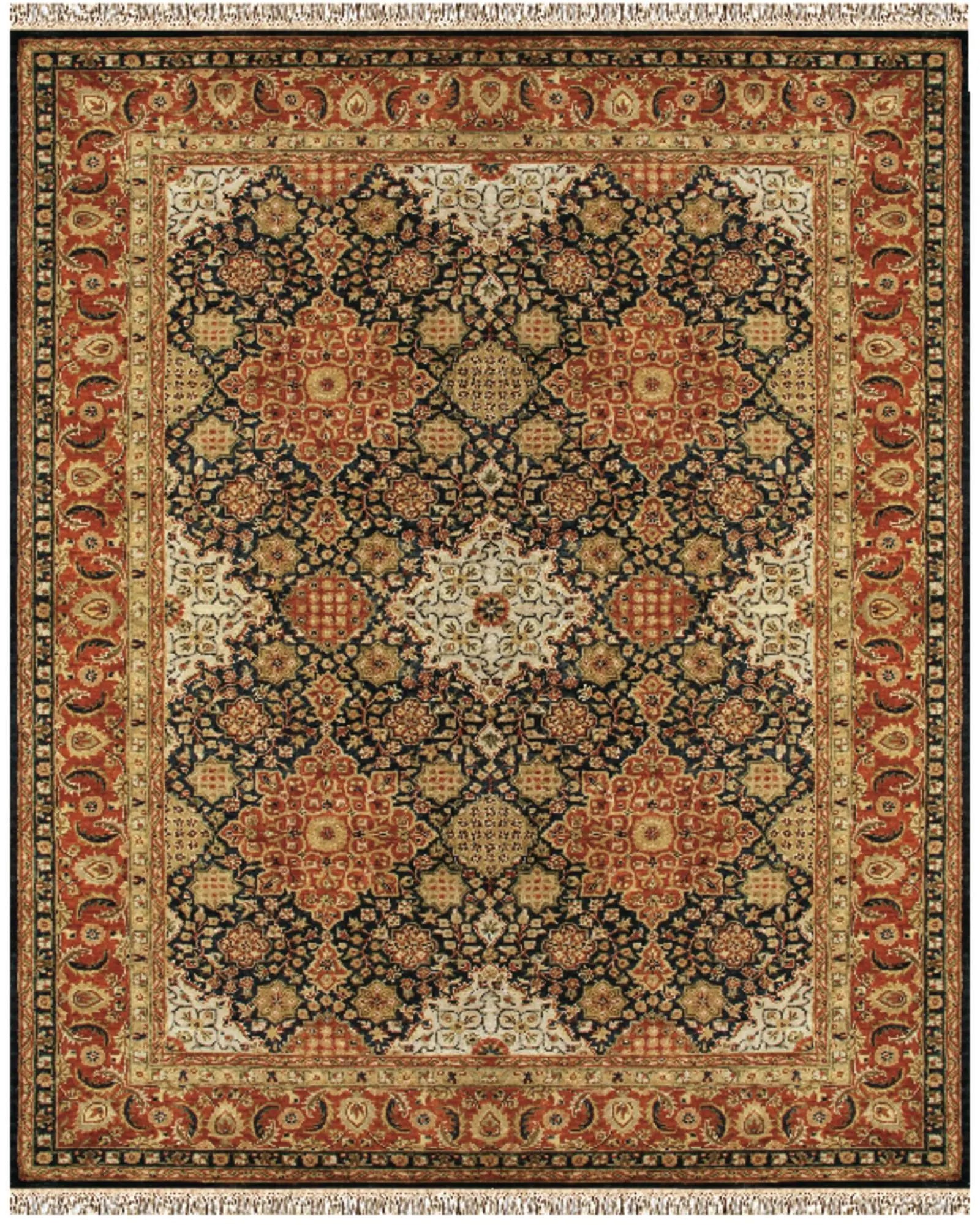 5' X 8' Brown Red And Black Wool Oriental Hand Tufted Area Rug With Fringe Homeroots Home Decor
