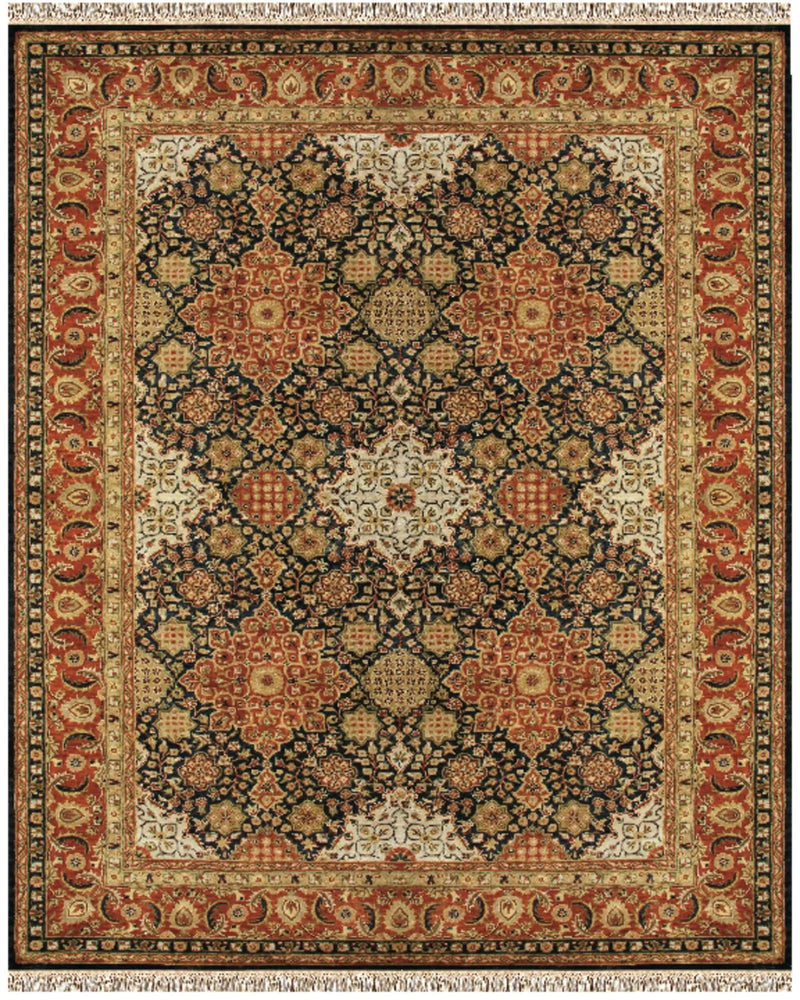 5' X 8' Brown Red And Black Wool Oriental Hand Tufted Area Rug With Fringe Homeroots Home Decor