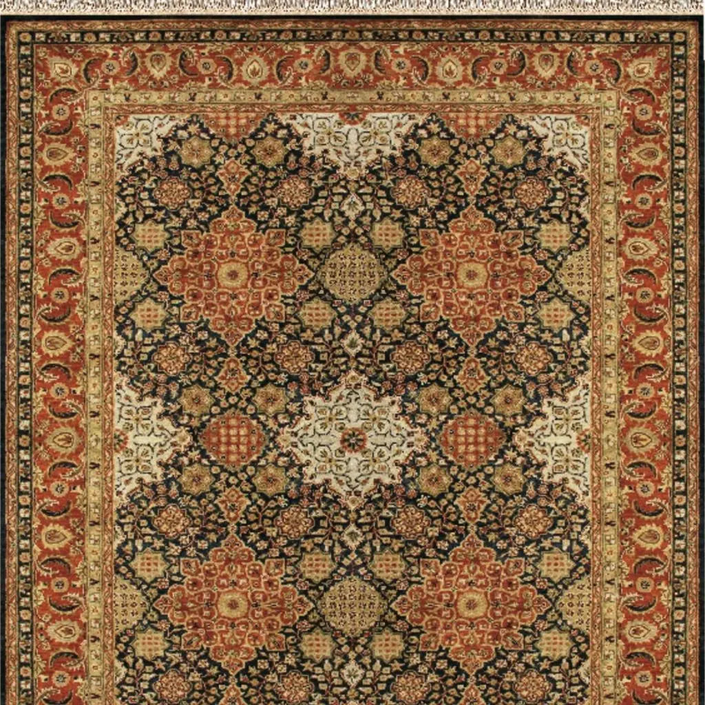 5' X 8' Brown Red And Black Wool Oriental Hand Tufted Area Rug With Fringe Homeroots Home Decor