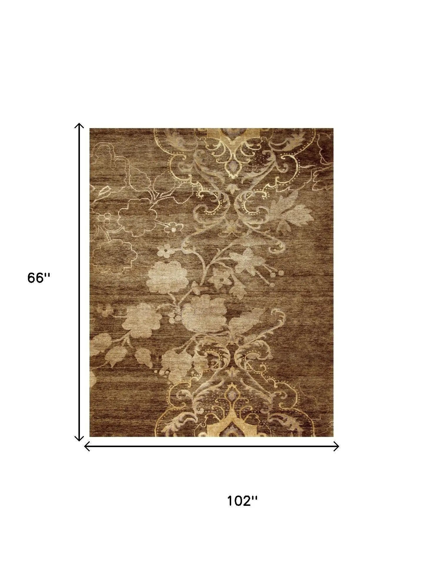 5' X 8' Brown Tan And Ivory Floral Hand Knotted Area Rug Homeroots Home Decor