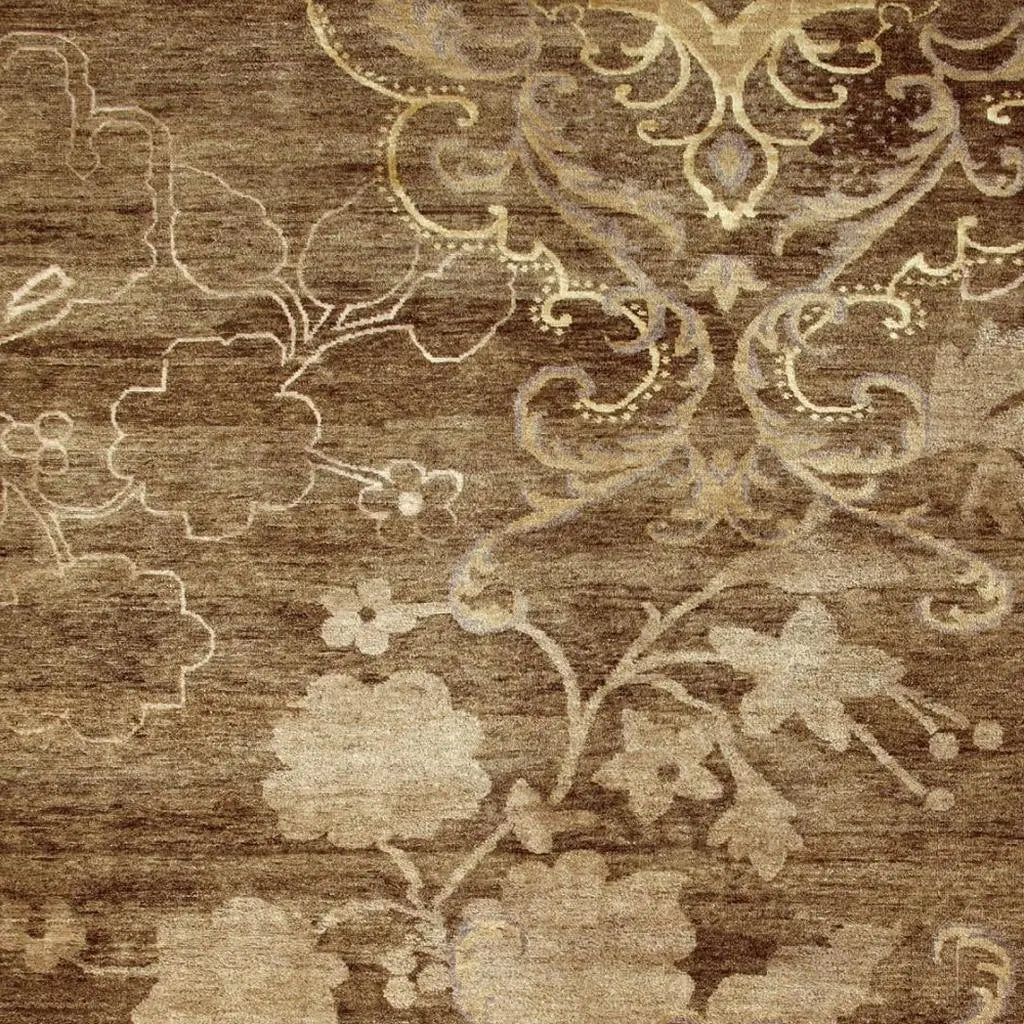 5' X 8' Brown Tan And Ivory Floral Hand Knotted Area Rug Homeroots Home Decor