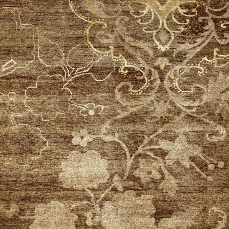 5' X 8' Brown Tan And Ivory Floral Hand Knotted Area Rug Homeroots Home Decor